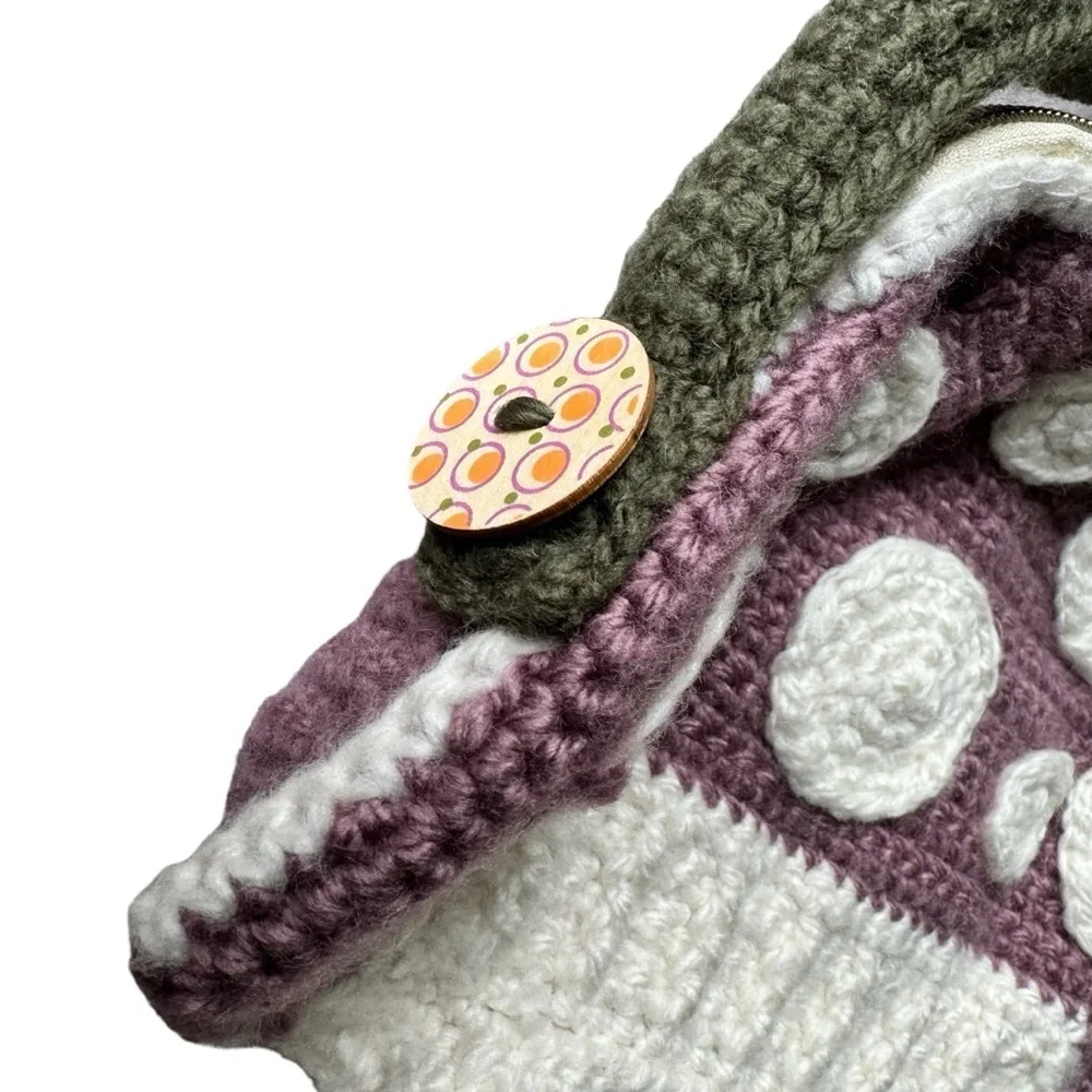 Handmade Crocheted Mushroom Bag with Zipper